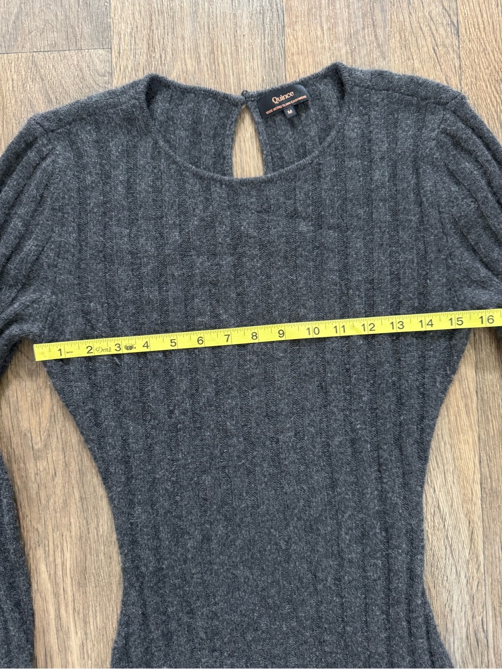 Quince Heather Charcoal 100% Cashmere Ribbed Knit Sweater Dress Long Sleeve M - Picture 4 of 10